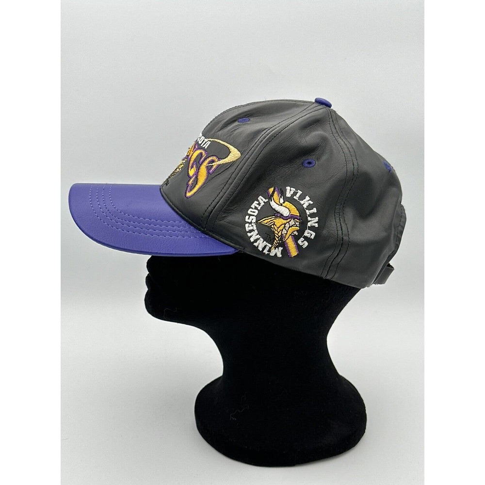 Minnesota Vikings Throwback Leather Hat -Mens Purple Black -Pro Elite -one Size